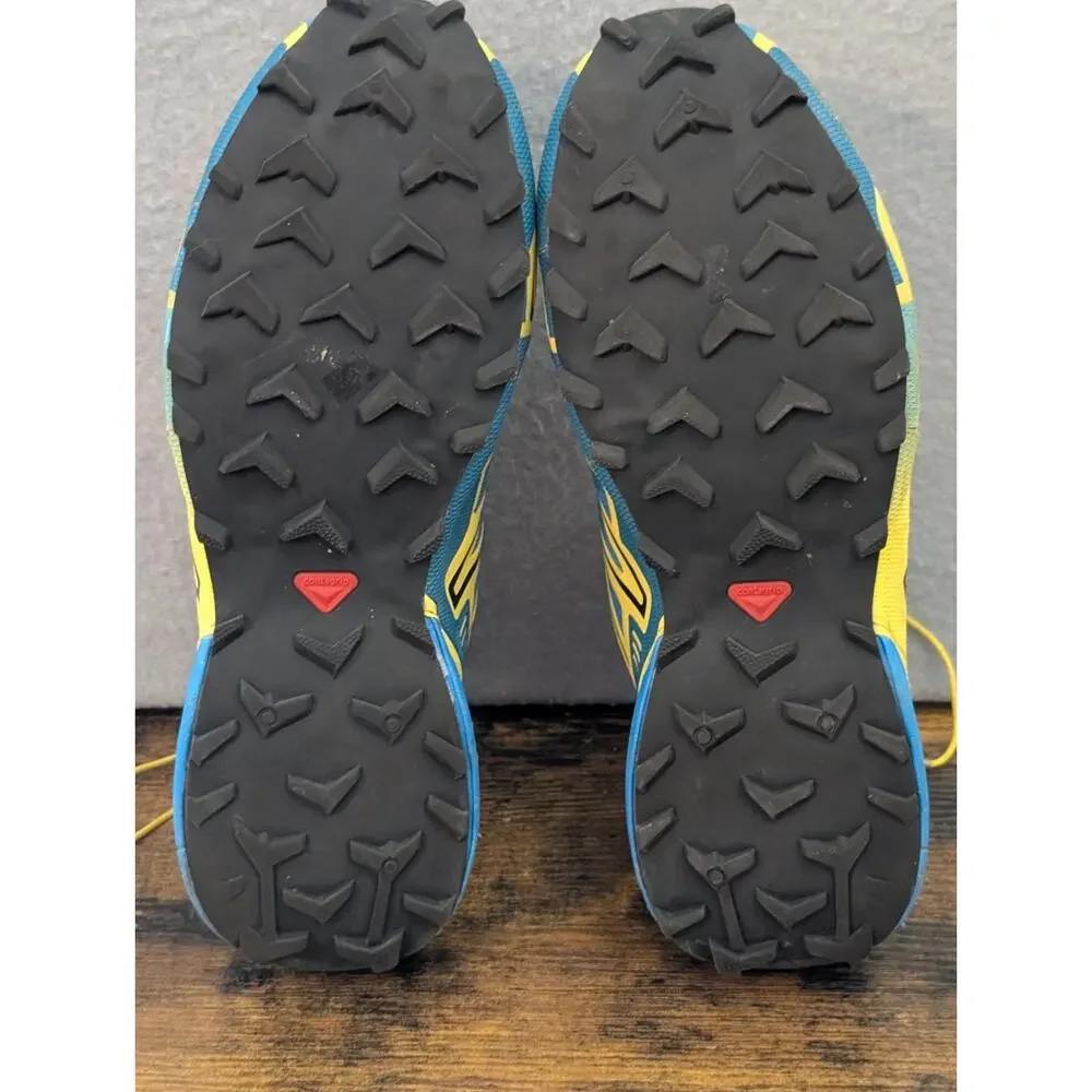 Salomon Speedcross 3 Mens 9.5 Blue Yellow ClimaShield Running Shoes Trail Train